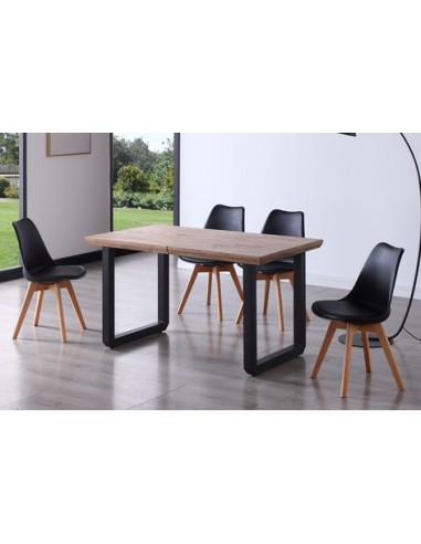MESA COMEDOR EXTENSIBLE ROMA 140 - 180 - 220 x 80 CM ROBLE HONEY / NEGRO