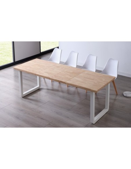 MESA COMEDOR EXTENSIBLE ROMA 140 - 180 - 220 x 80 CM ROBLE NORDISH / BLANCO