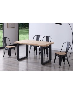 MESA COMEDOR EXTENSIBLE ROMA 140 - 180 - 220 x 80 CM  ROBLE NORDISH / NEGRO 2