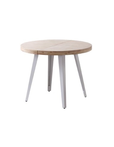 MESA COMEDOR REDONDA EXTENSIBLE BERG 100 - 140 - 180 CM ROBLE NORDISH / BLANCO