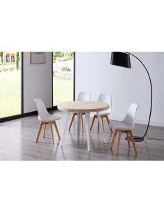 MESA COMEDOR REDONDA EXTENSIBLE BERG 100 - 140 - 180 CM ROBLE NORDISH / BLANCO 2