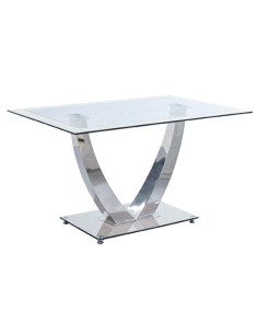 MESA COMEDOR DUBAI CRISTAL BLANCO / CROMO