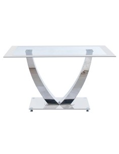 MESA COMEDOR DUBAI CRISTAL BLANCO / CROMO 2