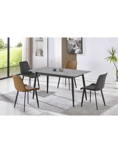 MESA COMEDOR FIJA BERNA 140 x 80 CM CERAMIC GREES GRIS