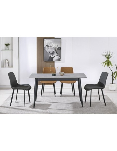 MESA COMEDOR FIJA BERNA 140 x 80 CM CERAMIC GREES GRIS