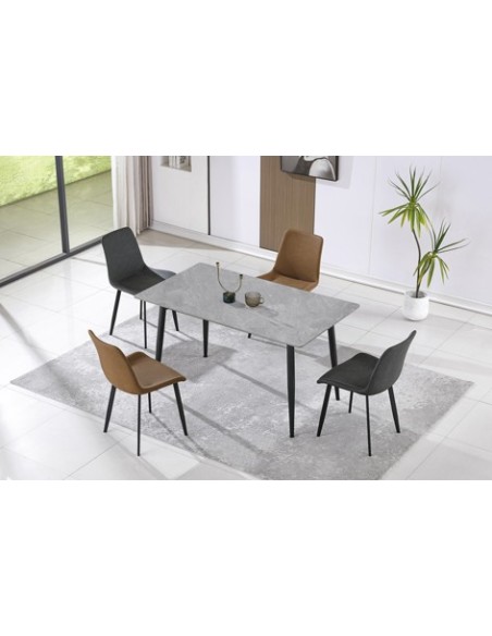 MESA COMEDOR FIJA BERNA 140 x 80 CM CERAMIC GREES GRIS