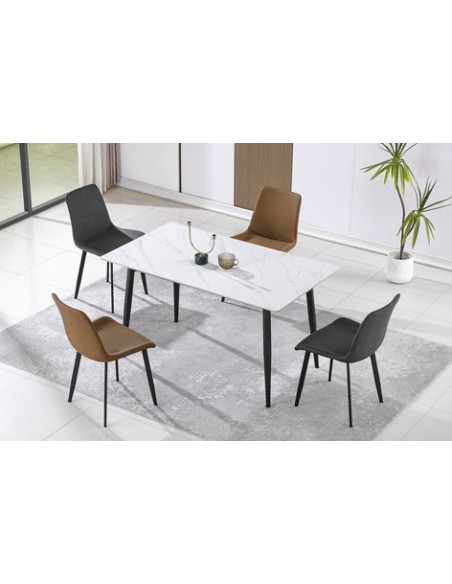 MESA COMEDOR FIJA BERNA 140 x 80 CM CERAMIC BLANCO