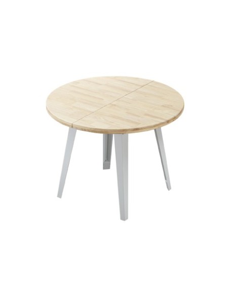 MESA COMEDOR REDONDA EXTENSIBLE BERG-E 100 - 140 - 180 CM ROBLE NORDISH / BLANCO