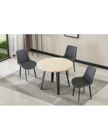 MESA COMEDOR REDONDA EXTENSIBLE BERG-E 100 - 140 - 180 CM ROBLE NORDISH / NEGRO