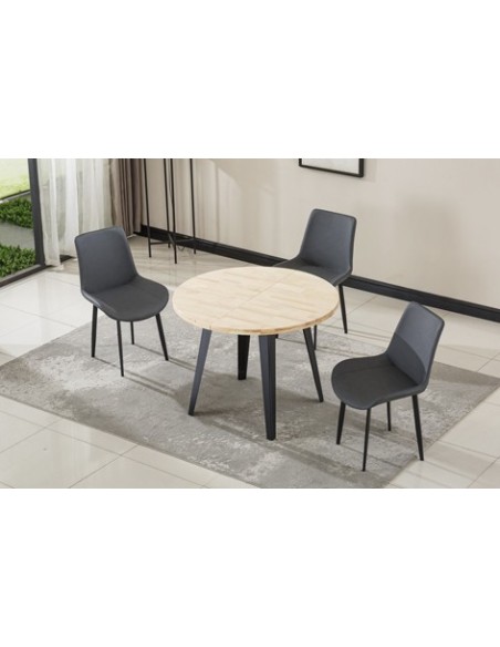 MESA COMEDOR REDONDA EXTENSIBLE BERG-E 100 - 140 - 180 CM ROBLE NORDISH / NEGRO