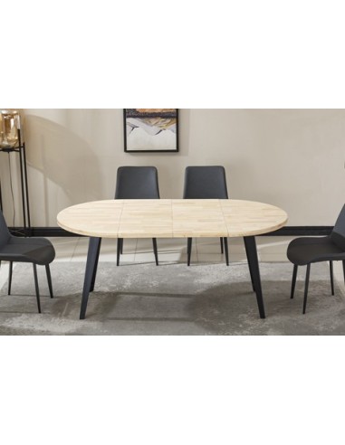 MESA COMEDOR REDONDA EXTENSIBLE BERG-E 100 - 140 - 180 CM ROBLE NORDISH / NEGRO
