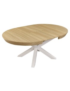 MESA COMEDOR REDONDA EXTENSIBLE BRADLEY 130 - 180 x 130 CM OAK / BLANCO 2