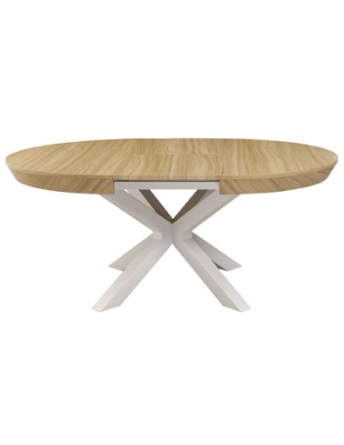 MESA COMEDOR REDONDA EXTENSIBLE BRADLEY 130 - 180 x 130 CM OAK / BLANCO