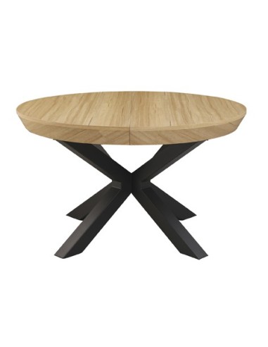 MESA COMEDOR REDONDA EXTENSIBLE BRADLEY 130 - 180 x 130 CM OAK / NEGRO
