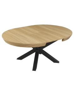 MESA COMEDOR REDONDA EXTENSIBLE BRADLEY 130 - 180 x 130 CM OAK / NEGRO 2
