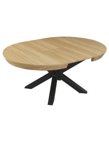 MESA COMEDOR REDONDA EXTENSIBLE BRADLEY 130 - 180 x 130 CM OAK / NEGRO