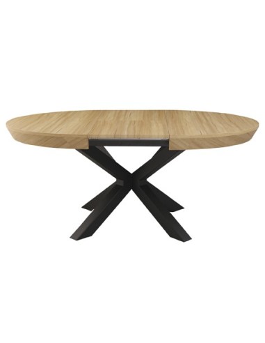 MESA COMEDOR REDONDA EXTENSIBLE BRADLEY 130 - 180 x 130 CM OAK / NEGRO