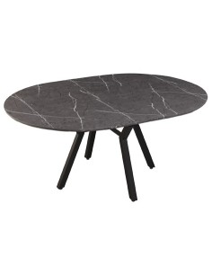 MESA COMEDOR REDONDA EXTENSIBLE PAUL 130 - 160 X 130 CM CERAMIC VULCANO / NEGRO
