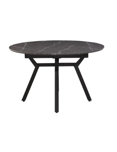MESA COMEDOR REDONDA EXTENSIBLE PAUL 130 - 160 X 130 CM CERAMIC VULCANO / NEGRO