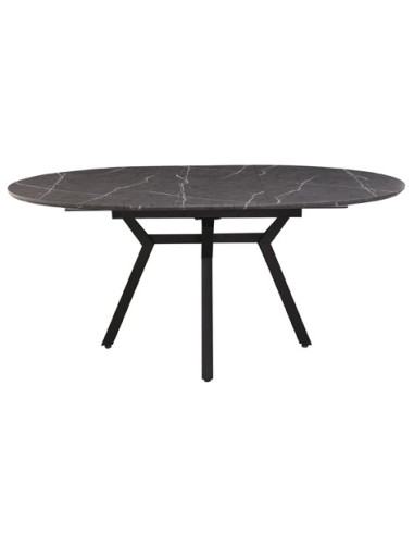 MESA COMEDOR REDONDA EXTENSIBLE PAUL 130 - 160 X 130 CM CERAMIC VULCANO / NEGRO