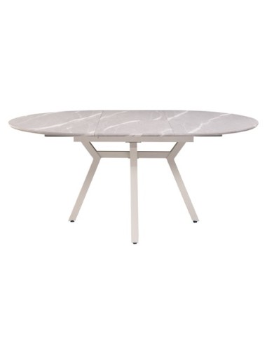 MESA COMEDOR REDONDA EXTENSIBLE PAUL 130 - 160 X 130 CM CERAMIC GREY / BLANCO