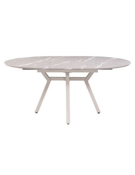MESA COMEDOR REDONDA EXTENSIBLE PAUL 130 - 160 X 130 CM CERAMIC GREY / BLANCO