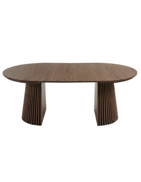 MESA COMEDOR REDONDA EXTENSIBLE KEANU 120 - 160 - 200 x 120 CM NOGAL