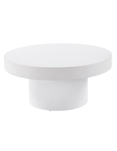 MESA BAJA REDONDA 90 CM MICROCEMENTO BLANCO