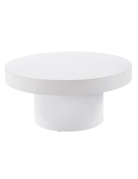 MESA BAJA REDONDA 90 CM MICROCEMENTO BLANCO