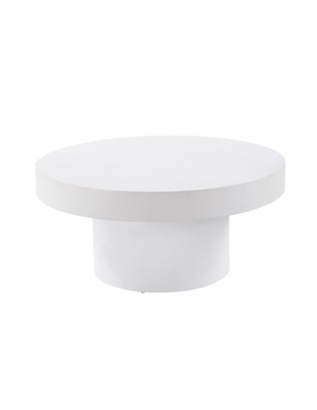 MESA BAJA REDONDA 66 CM MICROCEMENTO BLANCO