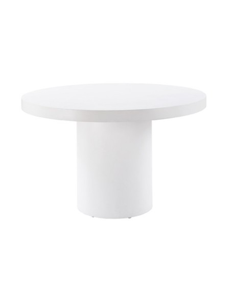 MESA REDONDA 120 CM MICROCEMENTO BLANCO