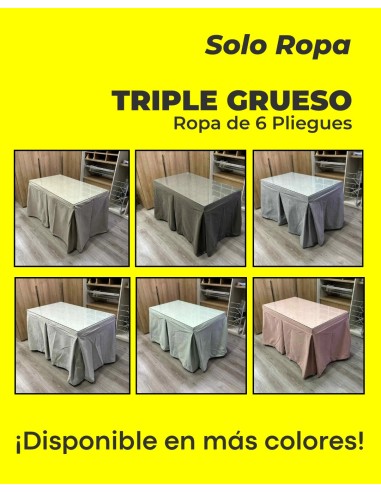 Ropa de mesa de camilla - Triple Grueso Antimanchas 6 Pliegues - Varios Colores