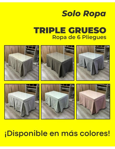 Ropa de mesa de camilla - Triple Grueso Antimanchas 6 Pliegues - Varios Colores