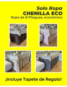Ropa Chenilla Eco 8 Pliegues Colores Variados (Incluye tapete de regalo)