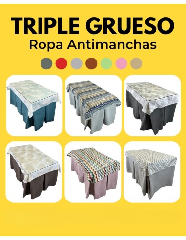Varios Colores -Ropa Triple Grueso Antimanchas 10 Pliegues con Tapete Deluxe