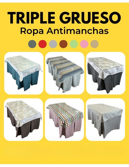 Varios Colores -Ropa Triple Grueso Antimanchas 10 Pliegues con Tapete Deluxe