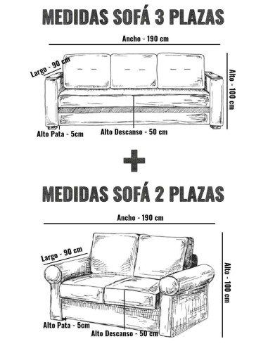 Sofá 3 + 2 Plazas Nero