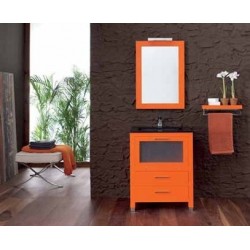 Mueble baño lacado naranja
