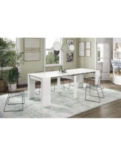 FUNZIONALE CONSOLA comedor 90x50-237 EXTENSIBLE BLANCO BRILLO 2