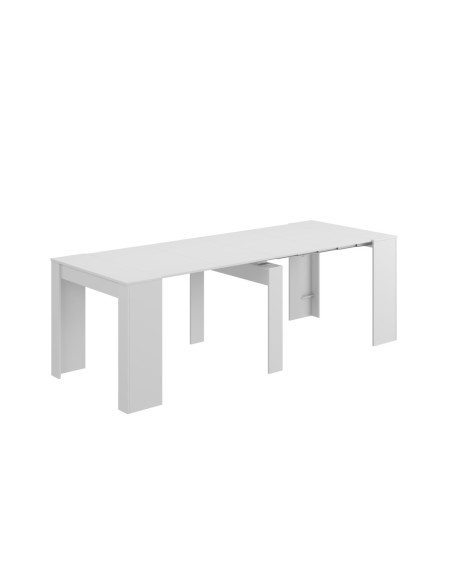 FUNZIONALE CONSOLA comedor 90x50-237 EXTENSIBLE BLANCO BRILLO