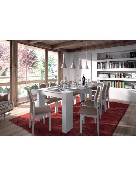 FUNZIONALE CONSOLA comedor 90x50-237 EXTENSIBLE BLANCO BRILLO