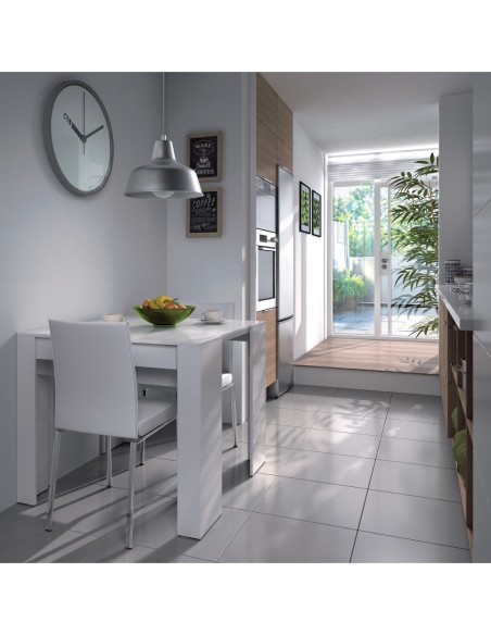 FUNZIONALE CONSOLA comedor 90x50-237 EXTENSIBLE BLANCO BRILLO