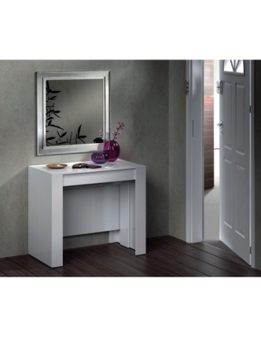 FUNZIONALE CONSOLA comedor 90x50-237 EXTENSIBLE BLANCO BRILLO