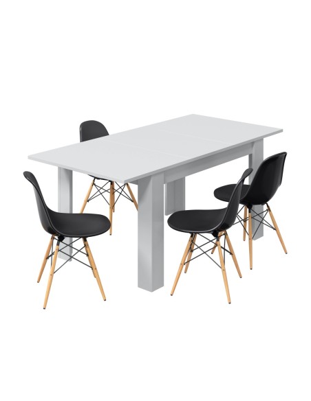 PRACTICO Mesa de comedor 90x140-190 EXTENSIBLE BLANCO BRILLO