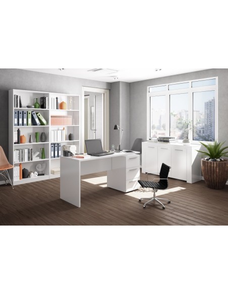 THEON Mesa despacho 3 cajones BLANCO ARTIK