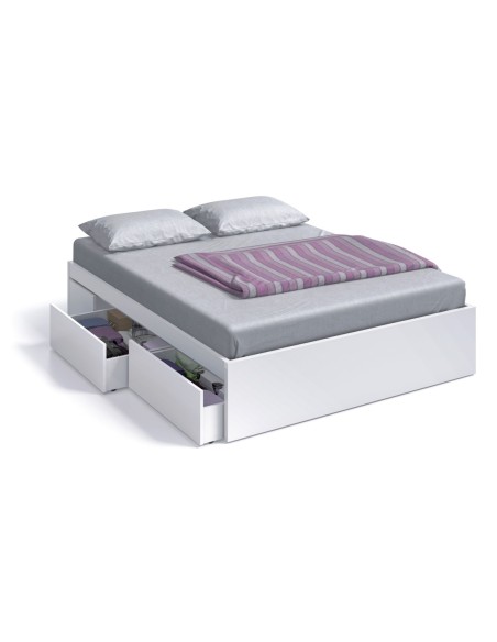 BED Cama 150 con 4 cajones (para somier de 190x150) BLANCO ARTIK