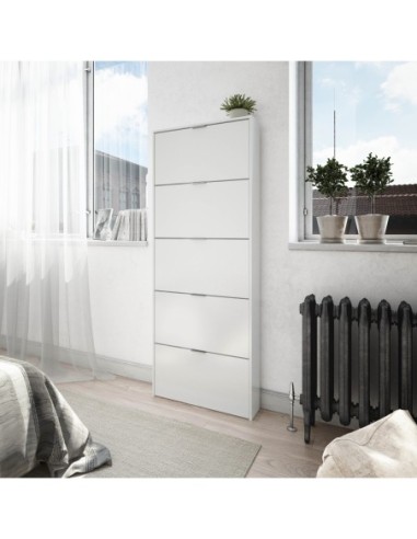 MAELYS Zapatero 5 puertas (15 pares) BLANCO BRILLO