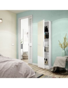 GUSTO Zapatero 1puerta + espejo (6 alturas-12varillas) BLANCO ARTIK 2
