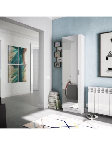 KRIS Zapatero 1puerta + espejo (6 alturas-12varillas) BLANCO BRILLO