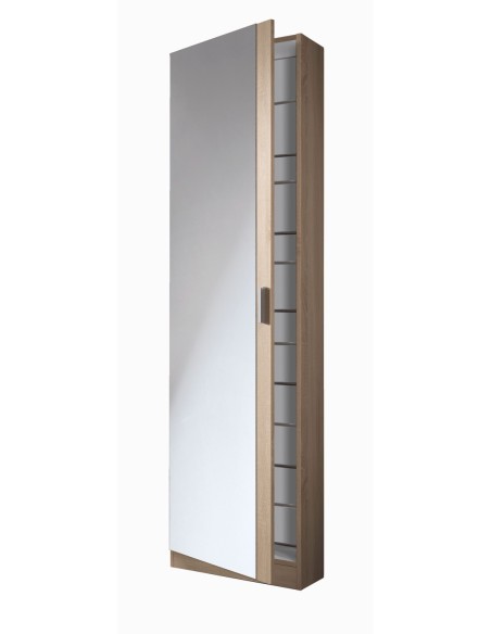 KRIS Zapatero 1puerta + espejo (6 alturas-12varillas) BLANCO BRILLO